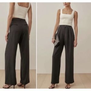 Reformation Womens Mason Trousers Black High Rise Pants 10